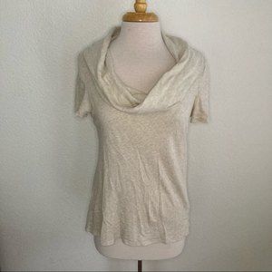 Anthropologie pure + good short sleeve top 100% cotton Cowl neck neutral boho
